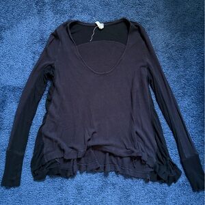 Free People Black Long Sleeve Top
